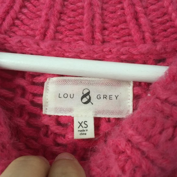 SOLD Lou & Grey / Hot Pink Cable Knit Sweater - Picture 3 of 4